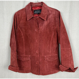 Boston Harbour Watershed Collection Jacket Large Women’s Suede Leather Red